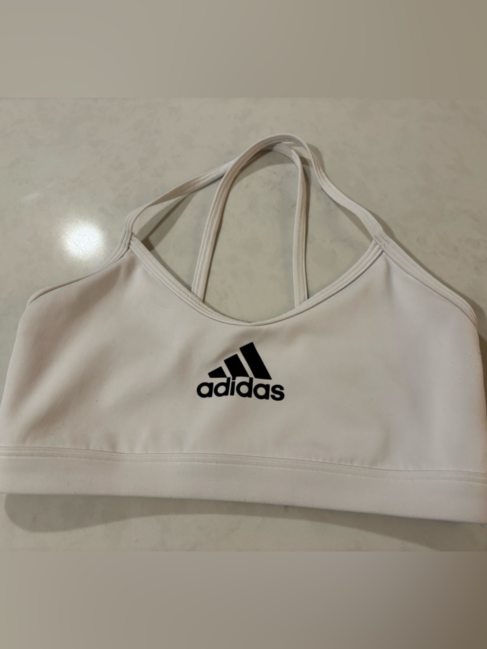 adidas White and Black Strappy Sports Bra